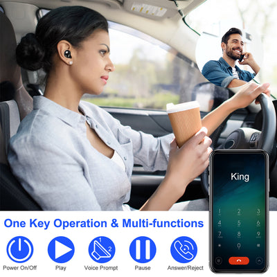 TWS True Wireless V4.2 Earbuds IPX4 In-ear Stereo Earphone Hands-free Deep Bass Earpiece With Mic Magnetic Charging Case 30Hrs Single Earbud Work Time Driving Business