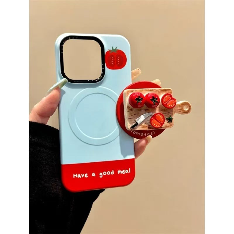 Cute Tomato Cutting Board Magnetic Bracket Phone Case