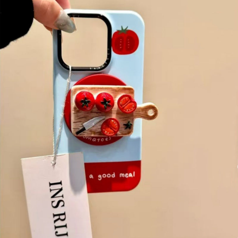 Cute Tomato Cutting Board Magnetic Bracket Phone Case
