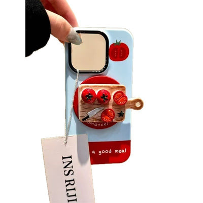 Cute Tomato Cutting Board Magnetic Bracket Phone Case