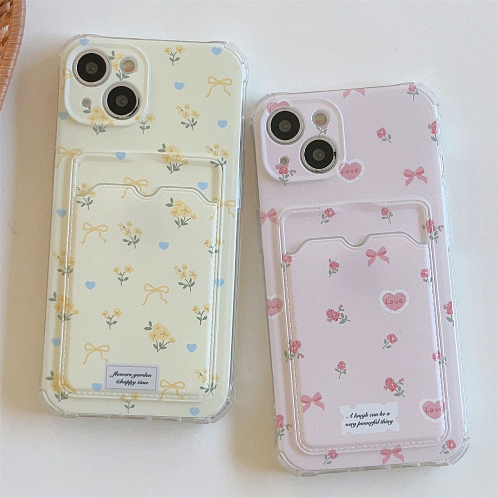 Small Broken Flower Phone Case Can Be Inserted Card